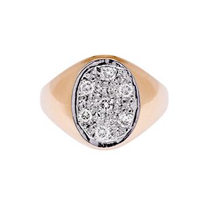 9ct Yellow Gold Oval Diamond Set Signet Ring Rg00013