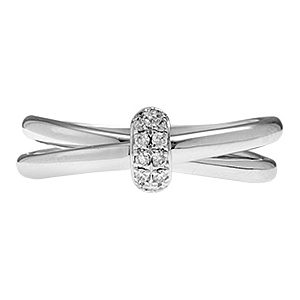 18ct White Gold & Diamond Crossover Ring Ra00568