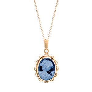 9ct Yellow Gold Cameo Pendant & Chain Pq00003