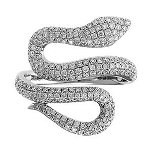 18ct White Gold & Diamond Snake Ring Ra00547