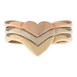 9ct Three Colour Gold Heart Dress Ring R00079