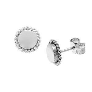 9ct White Gold Disc Stud Earrings Esp00048