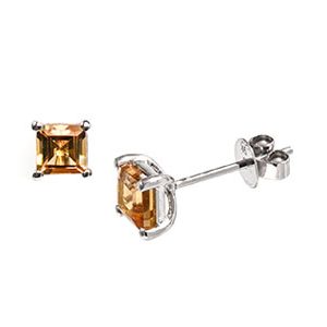 White Gold Square-Citrine Stud-Earrings Es00662