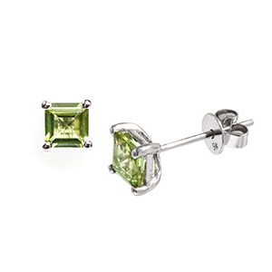 9ct White Gold 5mm Square Peridot Stud Earrings Es00663
