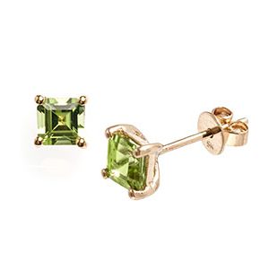 9ct Yellow Gold 5mm Square Peridot Stud Earrings Es00678