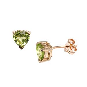 9ct Yellow Gold & Peridot Heart Stud Earrings Es00688