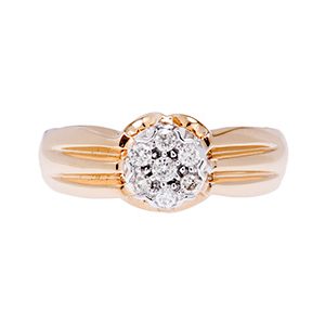 9ct Yellow Gold & Diamond Cluster Ring Rg00015