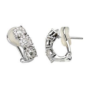 18ct White Gold Diamond Omega Stud Earrings Ela00001