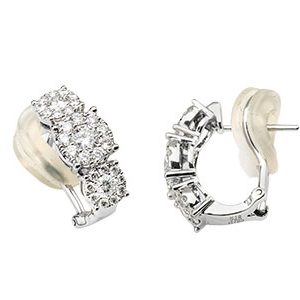 18ct White Gold Diamond Omega Stud Earrings Ela00003