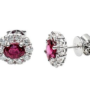 Ruby & Diamond Cluster Earrings Esa00353