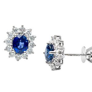 Oval Blue Sapphire Earrings Esa00422