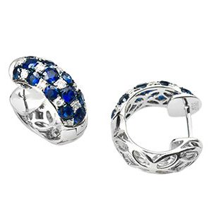 18ct White Gold Diamond and Sapphire Loop Earrings Ela00015