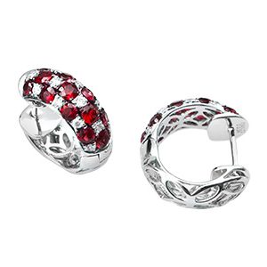 18ct White Gold Diamond and Ruby Loop Earrings Ela00021