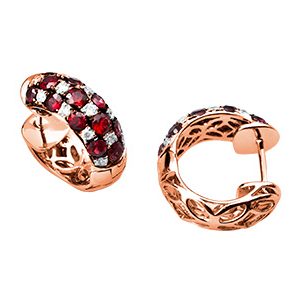 18ct Rose Gold Diamond and Ruby Loop Earrings Ela00023