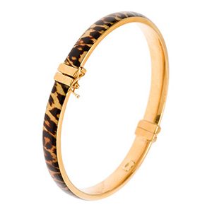 Gold Cheetah Enamelled Bangle B00001