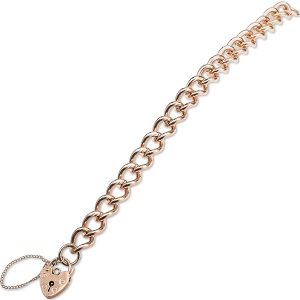 9ct Rose Gold Curb Link Charm Bracelet Bl00089