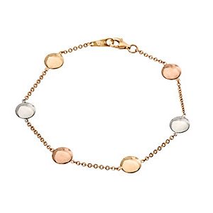 9ct Three Colour Gold Disc Bracelet Bl00093