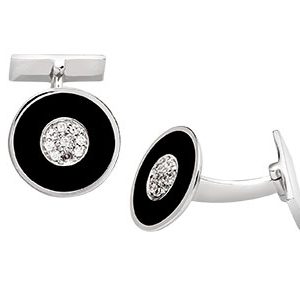 Silver Cufflinks with Black Enamel Ck00100