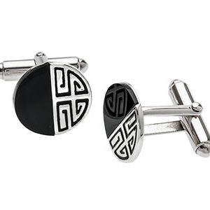 Onyx Cufflinks Round Chinese Design Ck00011