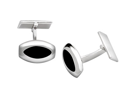 Barrel Shaped Black Sterling Silver Cufflinks Ck00112