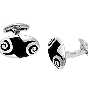 Oval Silver Cufflinks Abstract Design Ck00125