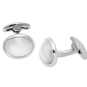 Silver Cufflinks Oval Curved Design Ck00136