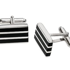 Silver Striped Onyx Cufflinks Ck00138