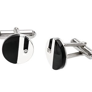 Round Black Sterling Silver Cufflinks Ck00014