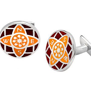 Sterling Silver Orange Cufflinks Ck00147