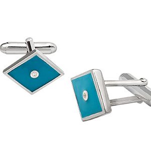 Blue Enamelled Cufflinks Real Silver Ck00154