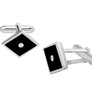 Black Enamelled Cufflinks Real Silver Ck00155