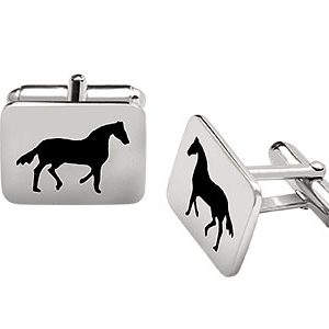 Real Silver Horse Cufflinks Silhouette Ck00174