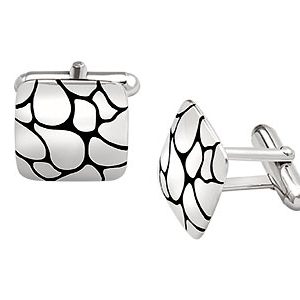 Silver Cufflinks Crazy Paving Pattern Ck00199