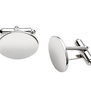 Sterling Silver Oval Cufflinks Polished Ck00020