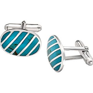 Real Silver Turquoise Cufflinks Ck00226