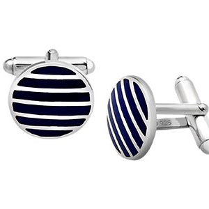 Norfolk Silver Cufflinks Blue Enamel Ck00227