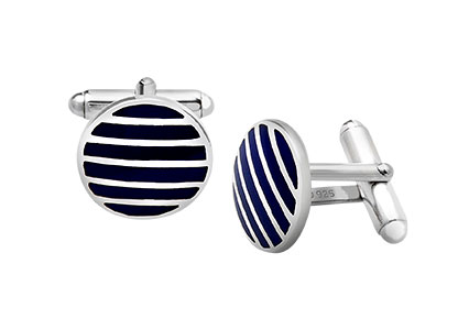 Norfolk Silver Cufflinks Blue Enamel Ck00227