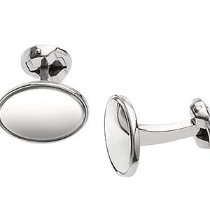 Silver Oval Polished Cufflinks Ck00027