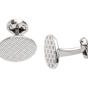 Real Silver Cufflinks Oval Checker Ck00028