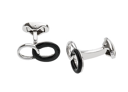 Real Silver Black Cufflinks Ck00035