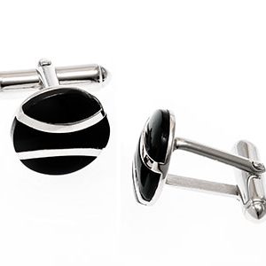 Round Silver Cufflinks Black-Stone Ck00038