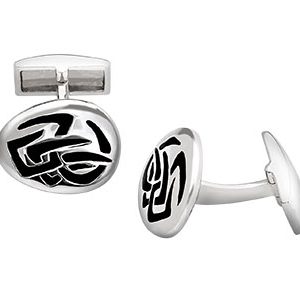 Real Silver Cufflinks Black Enamel Ck00099