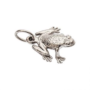 Solid 9ct White Gold Frog Charm Cm00008