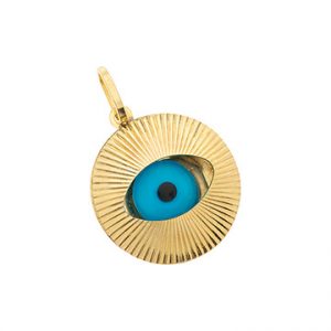 9ct Gold Evil-Eye Pendant Cm00109 Large Measurements: - 17.5mm X 17.5mm Diameter.