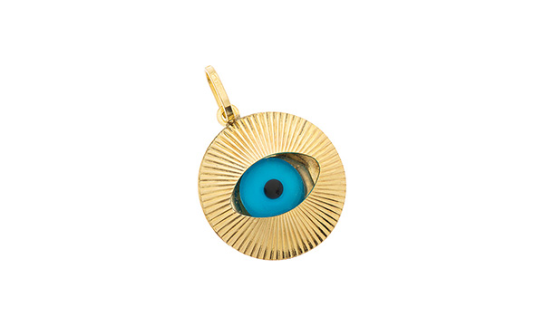 9ct Gold Evil-Eye Pendant Cm00109 Large Measurements: - 17.5mm X 17.5mm Diameter.
