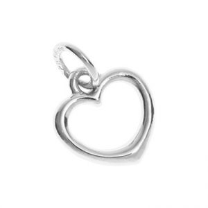 9ct White Gold Solid Open Heart Charm Cm00158