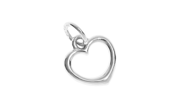9ct White Gold Solid Open Heart Charm Cm00158