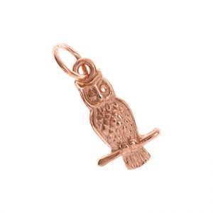 9ct Rose Gold Solid Owl Charm Cm00160