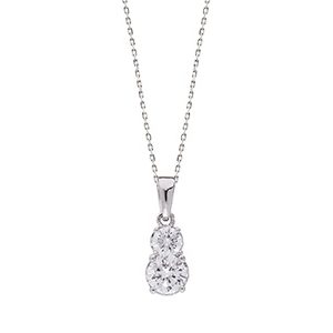 Real Silver Cubic Zirconia Pendant & Chain Pcs00038