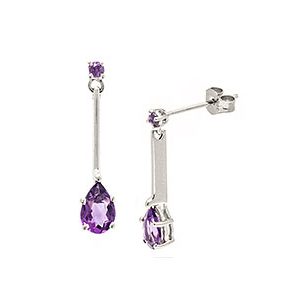 9ct White Gold & Amethyst Drop Earrings Ed00053